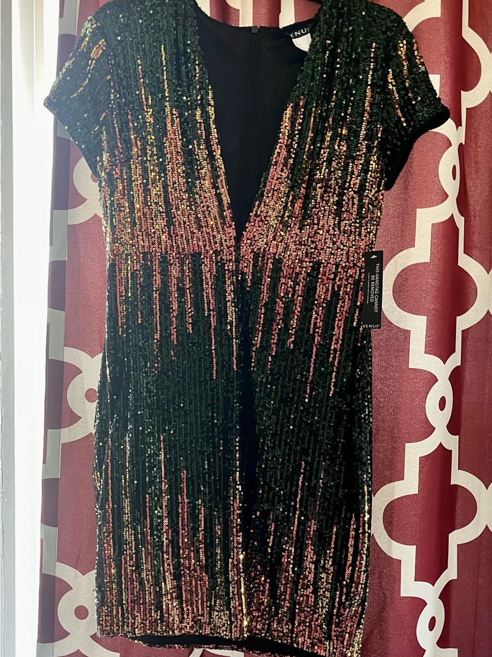 VENUS Beautiful Sequin Mini Dress with Pink and Gold Accents New With Tags